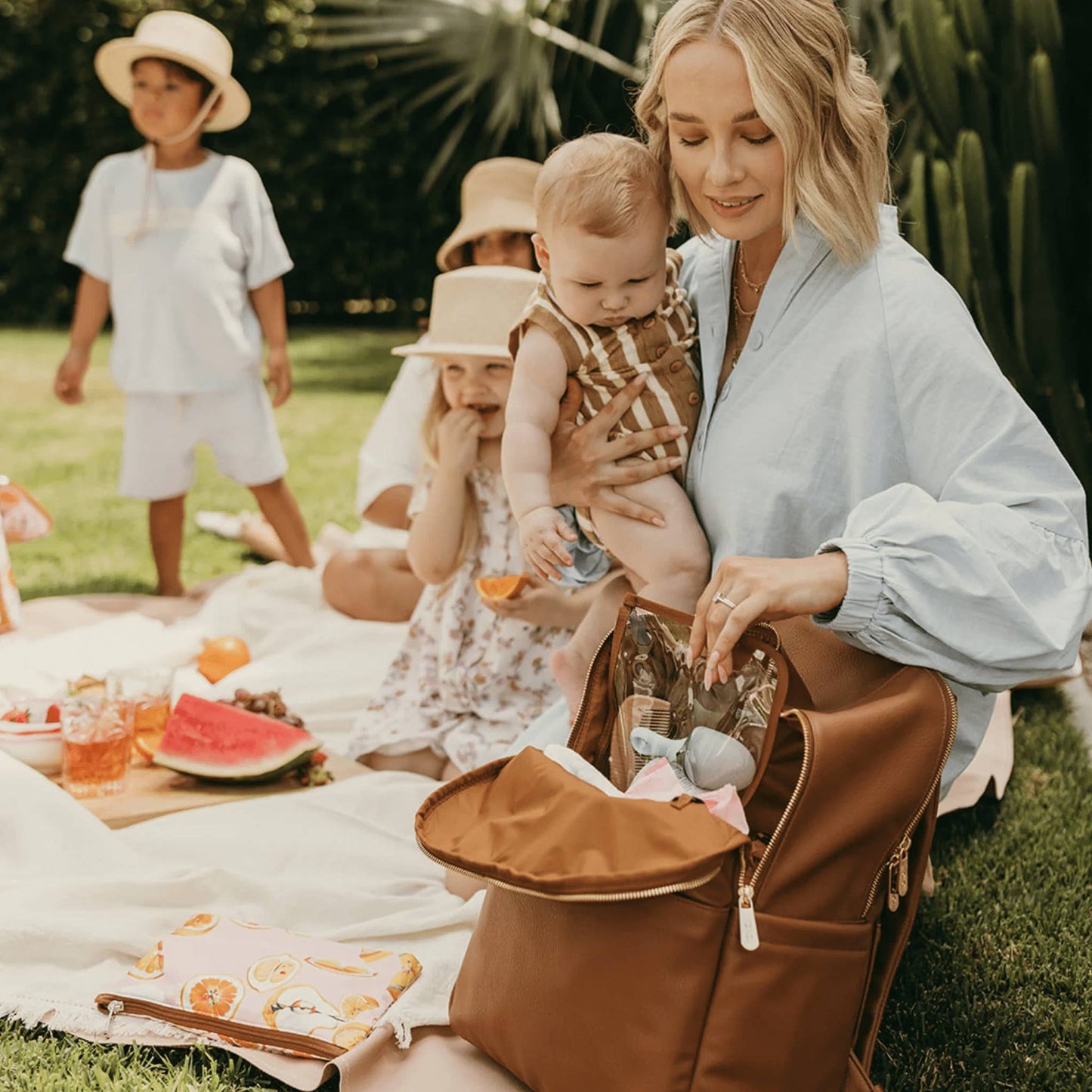 Multitasker Nappy Backpack - Chestnut Brown Vegan Leather