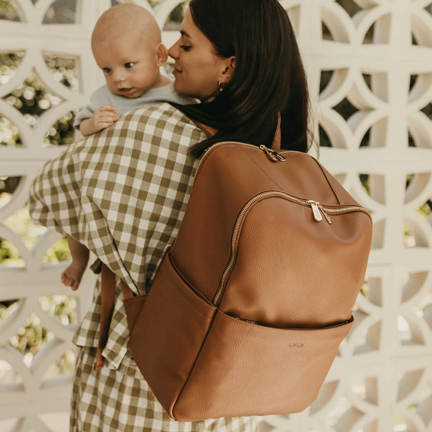 Multitasker Nappy Backpack - Chestnut Brown Vegan Leather