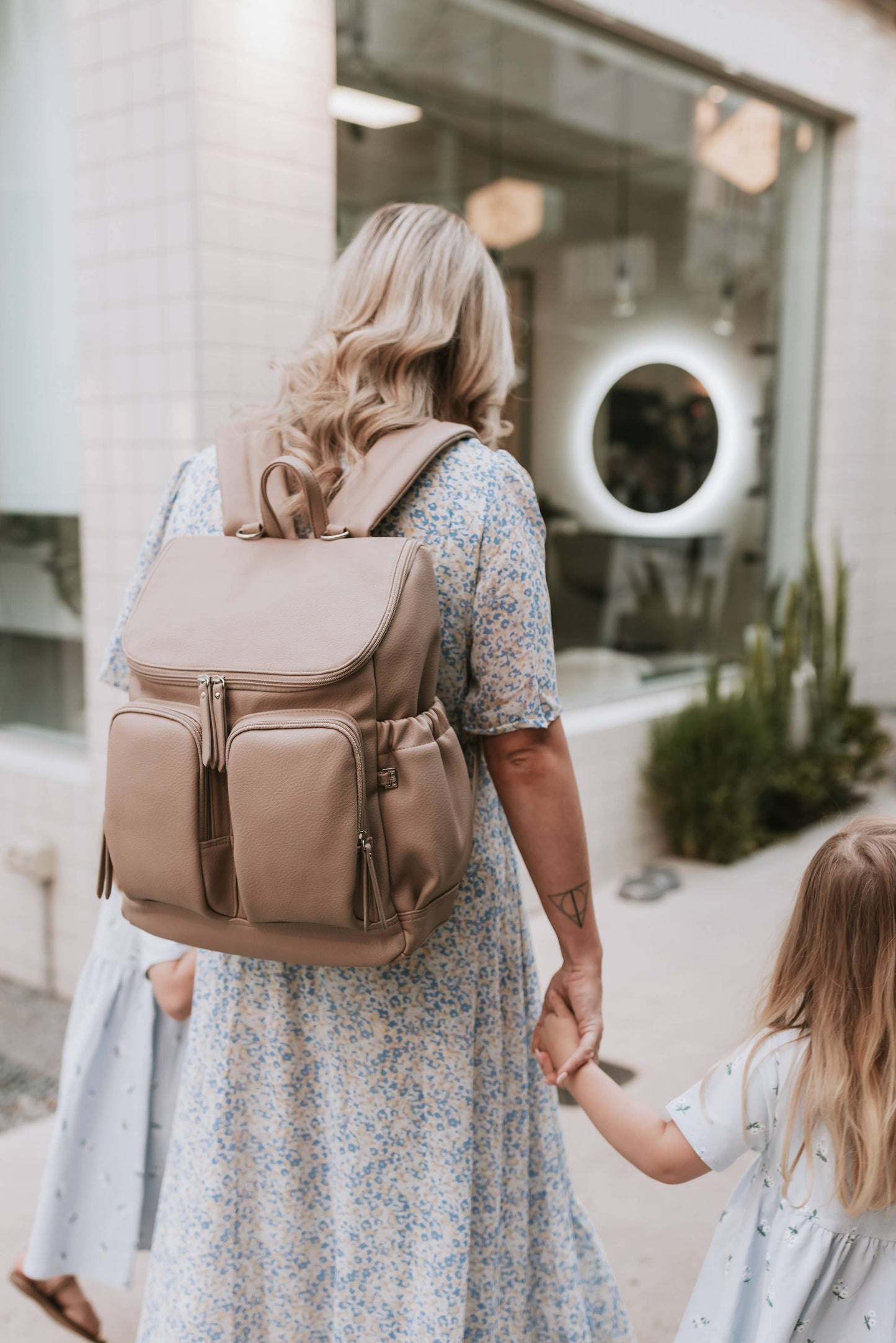 Signature Nappy Backpack - Oat Dimple Vegan Leather