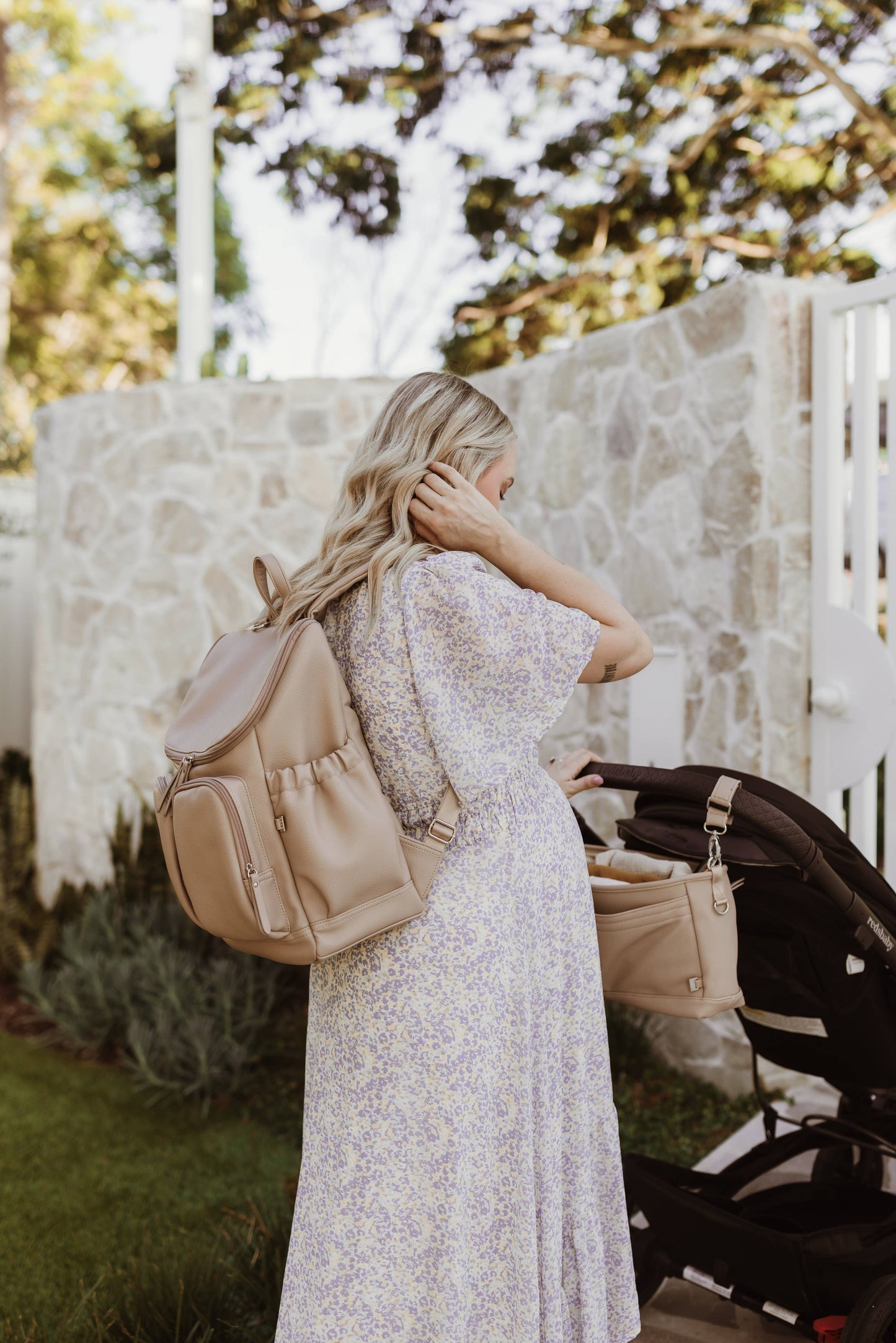 Signature Nappy Backpack - Oat Dimple Vegan Leather