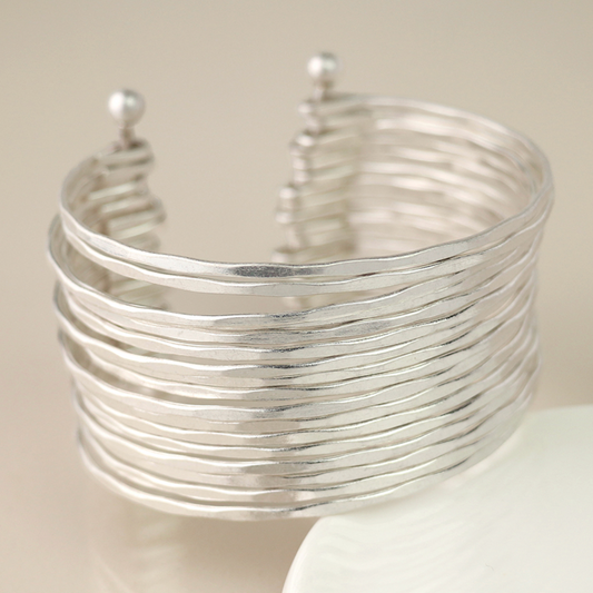 Silver plated stacked multistrand bangle