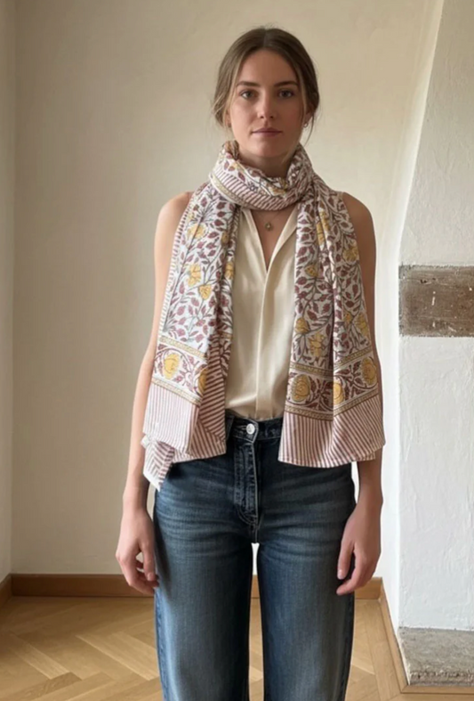 RUST FLORAL SCARF