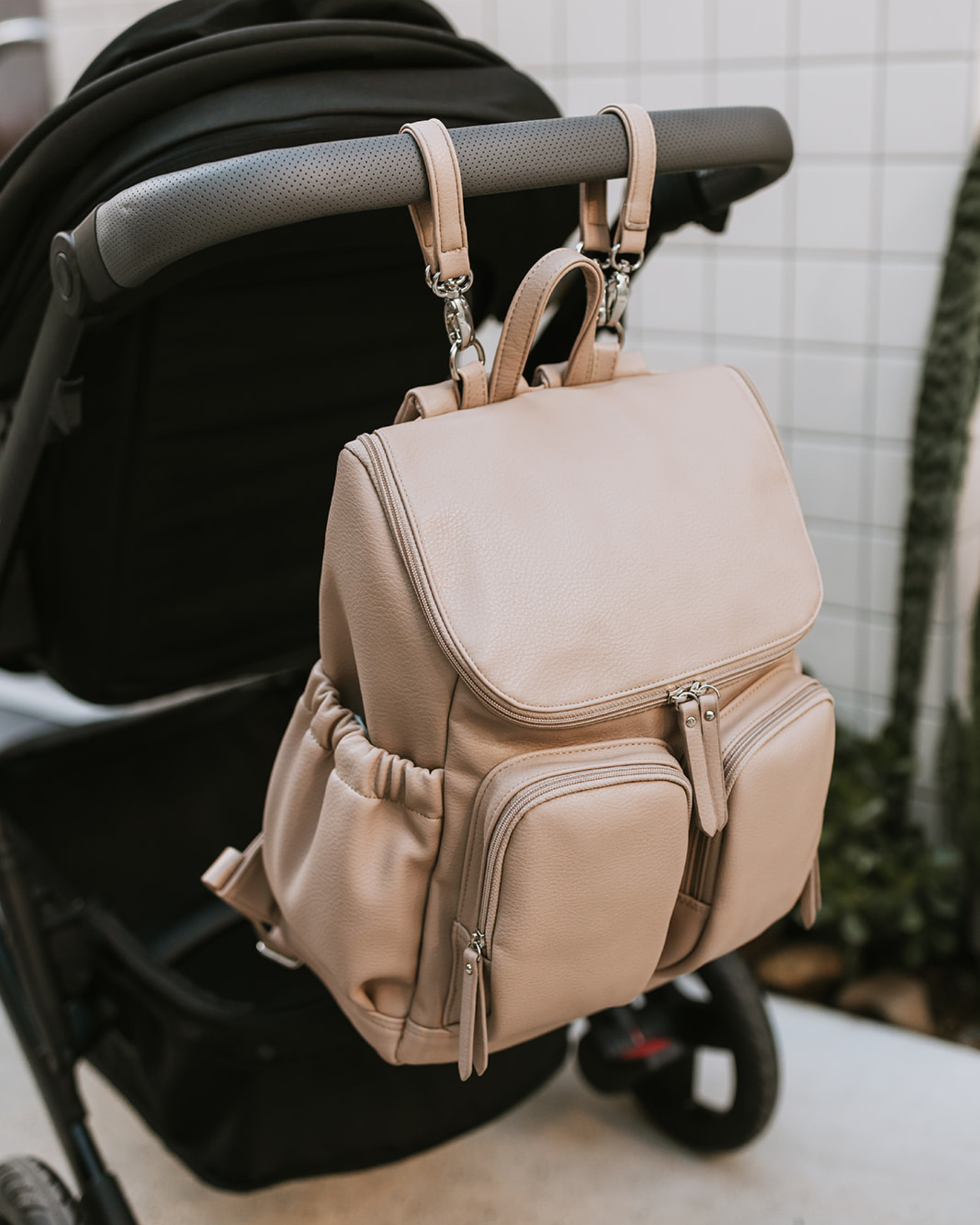 Signature Nappy Backpack - Oat Dimple Vegan Leather