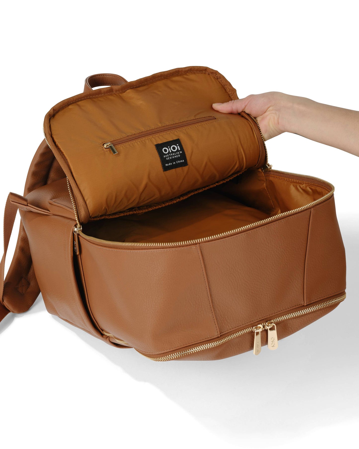 Multitasker Nappy Backpack - Chestnut Brown Vegan Leather