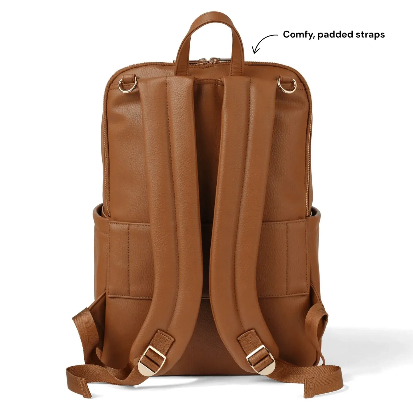 Multitasker Nappy Backpack - Chestnut Brown Vegan Leather