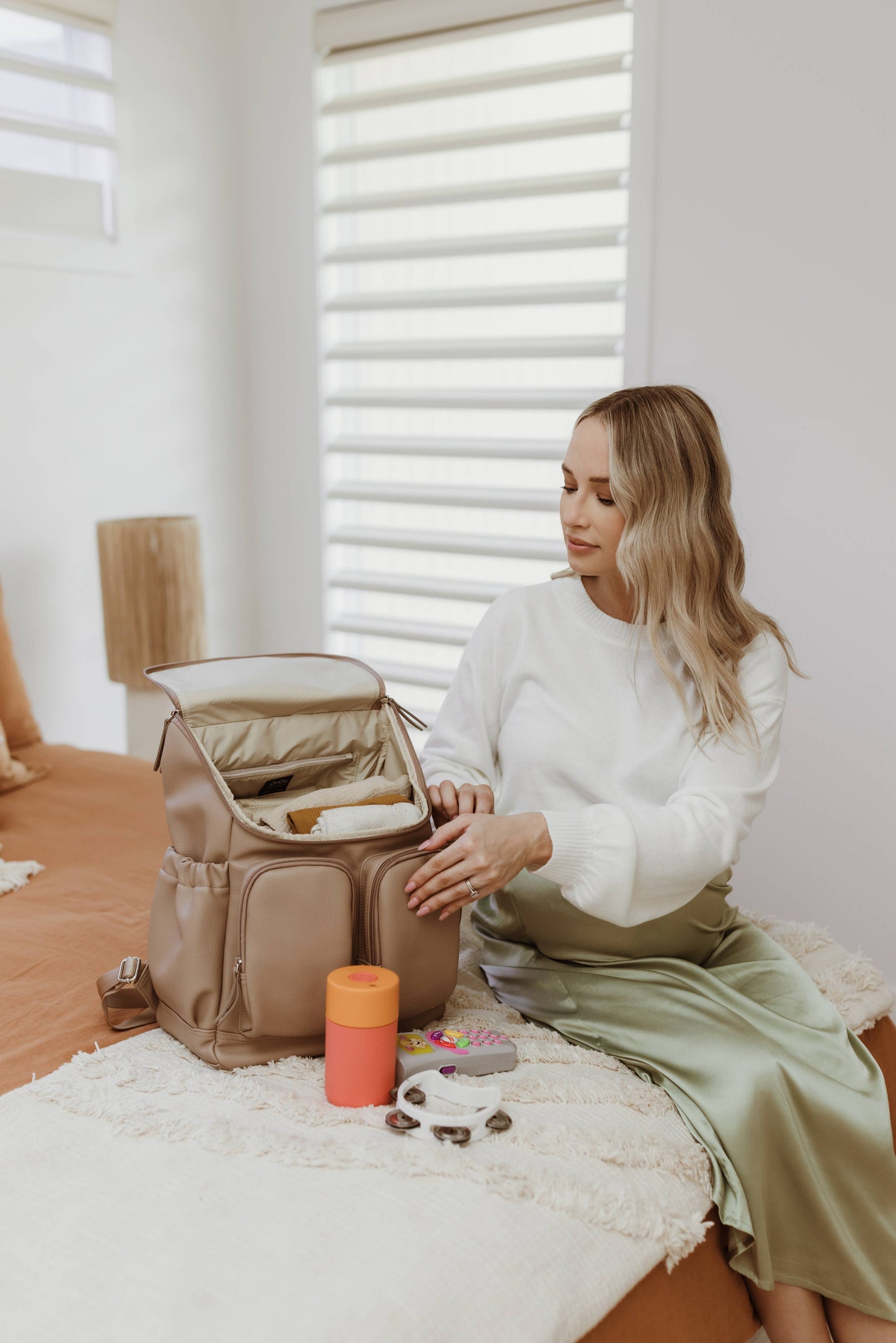 Signature Nappy Backpack - Oat Dimple Vegan Leather