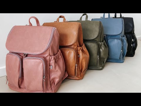 OiOi Faux Leather Baby Changing Backpack -Tan