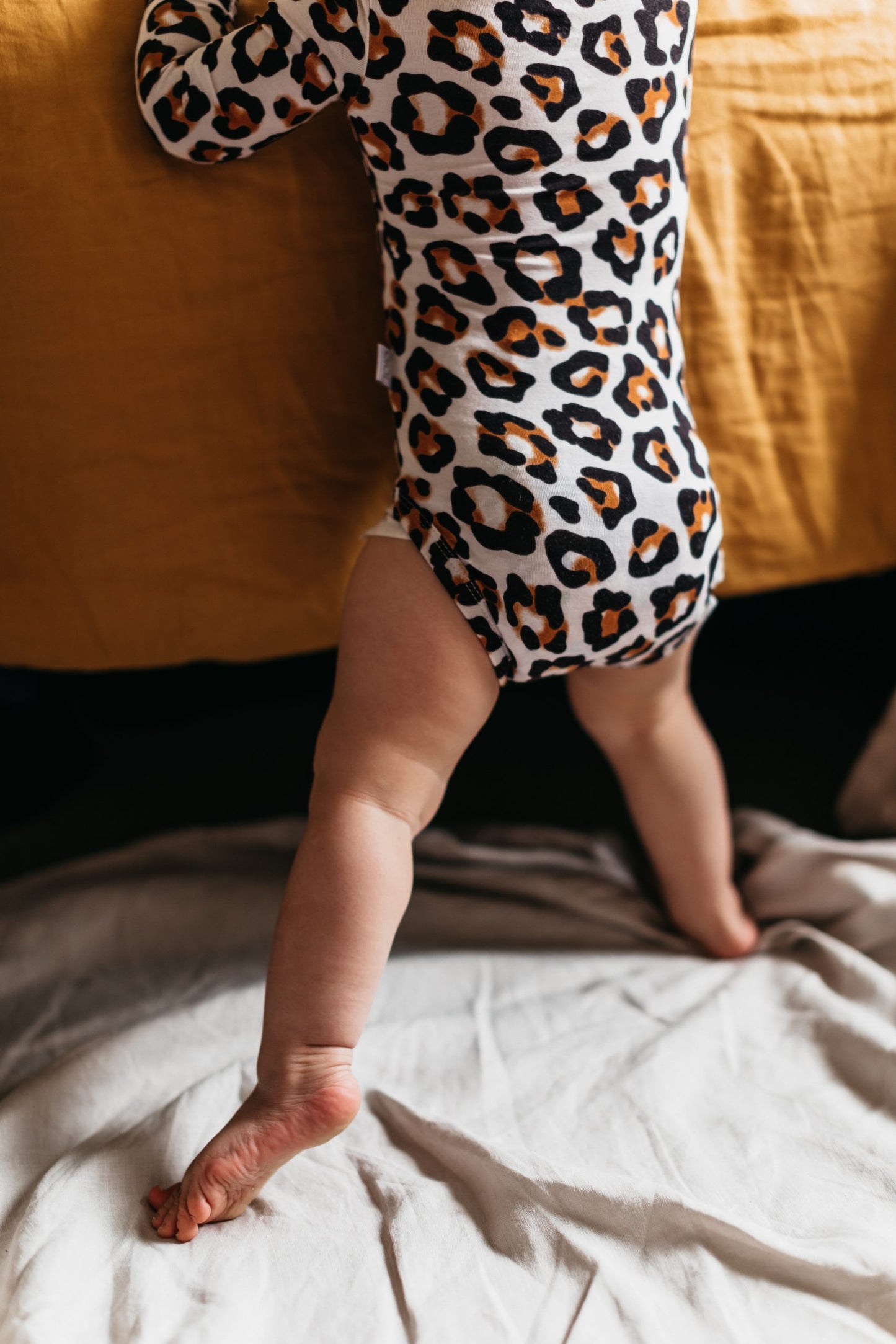 Bamboo Long Sleeved Body Suit Natural Leopard