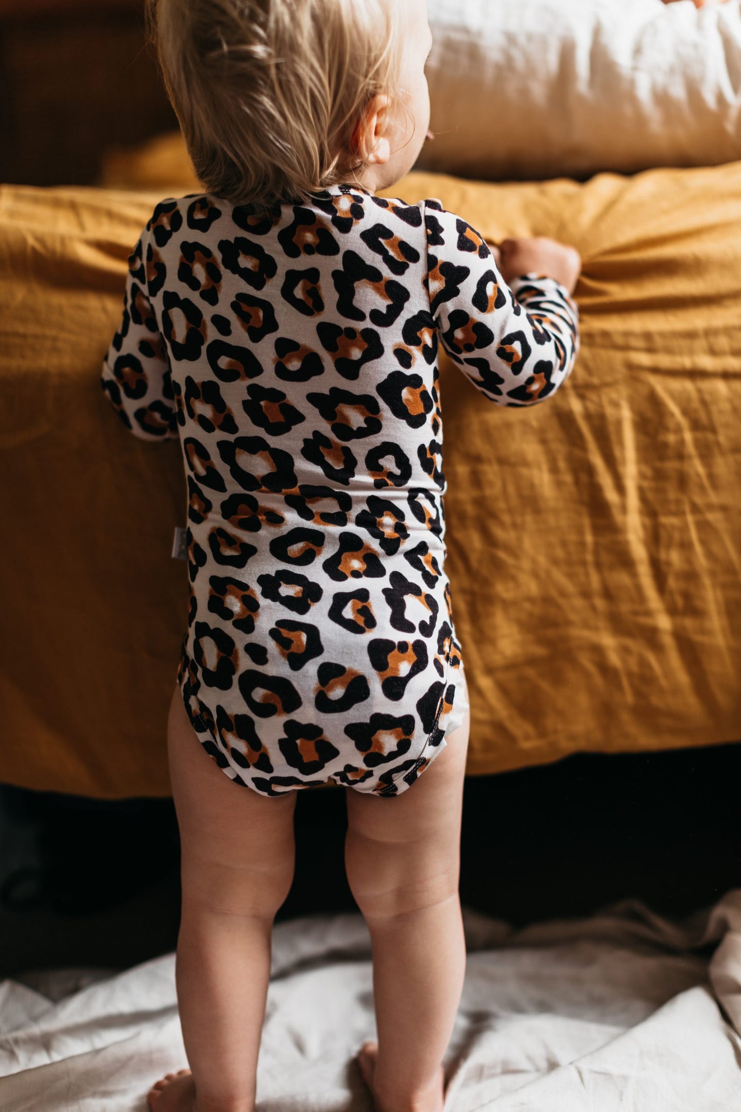 Bamboo Long Sleeved Body Suit Natural Leopard