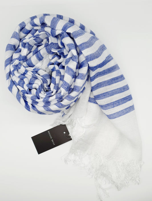 Grimaud Blue/White Stripe Scarf