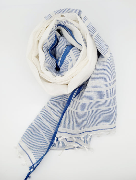 Blue And Navy Stripy Scarf
