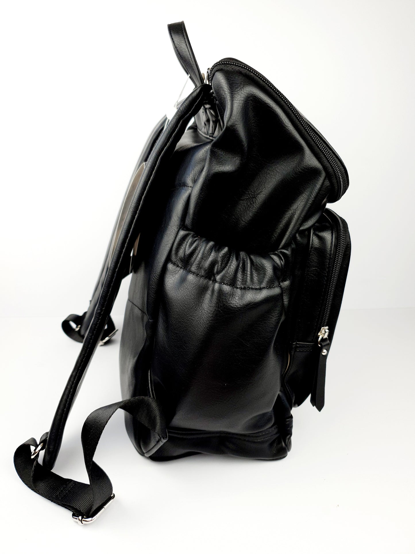 Signature Nappy Backpack - Black Vegan Leather