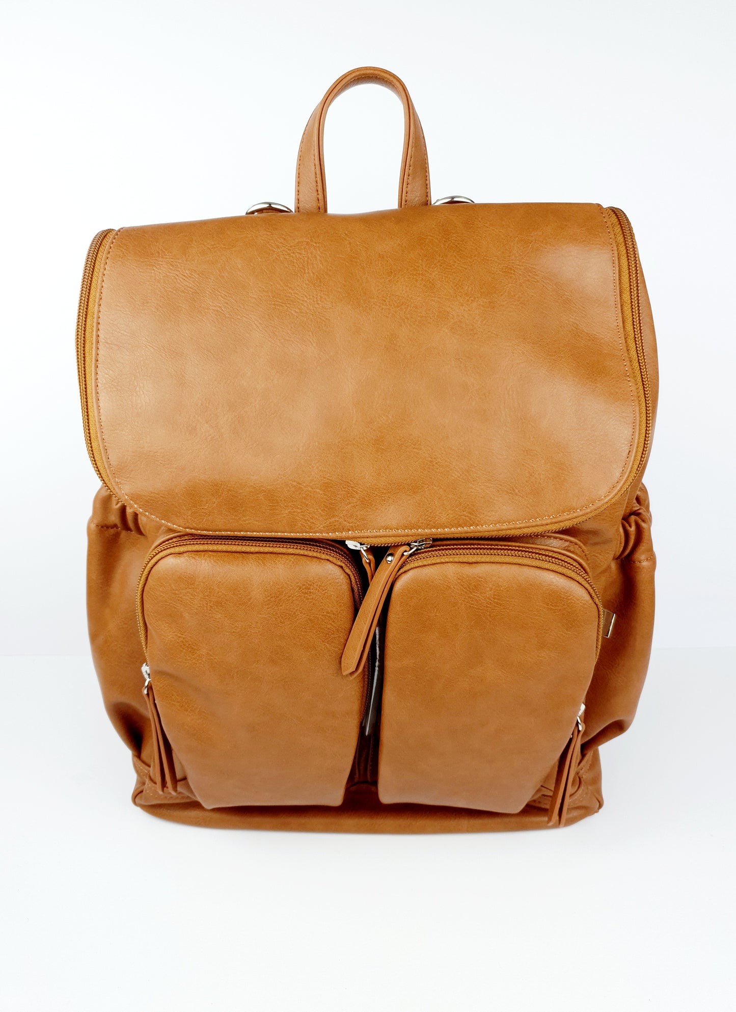 OiOi Faux Leather Baby Changing Backpack -Tan