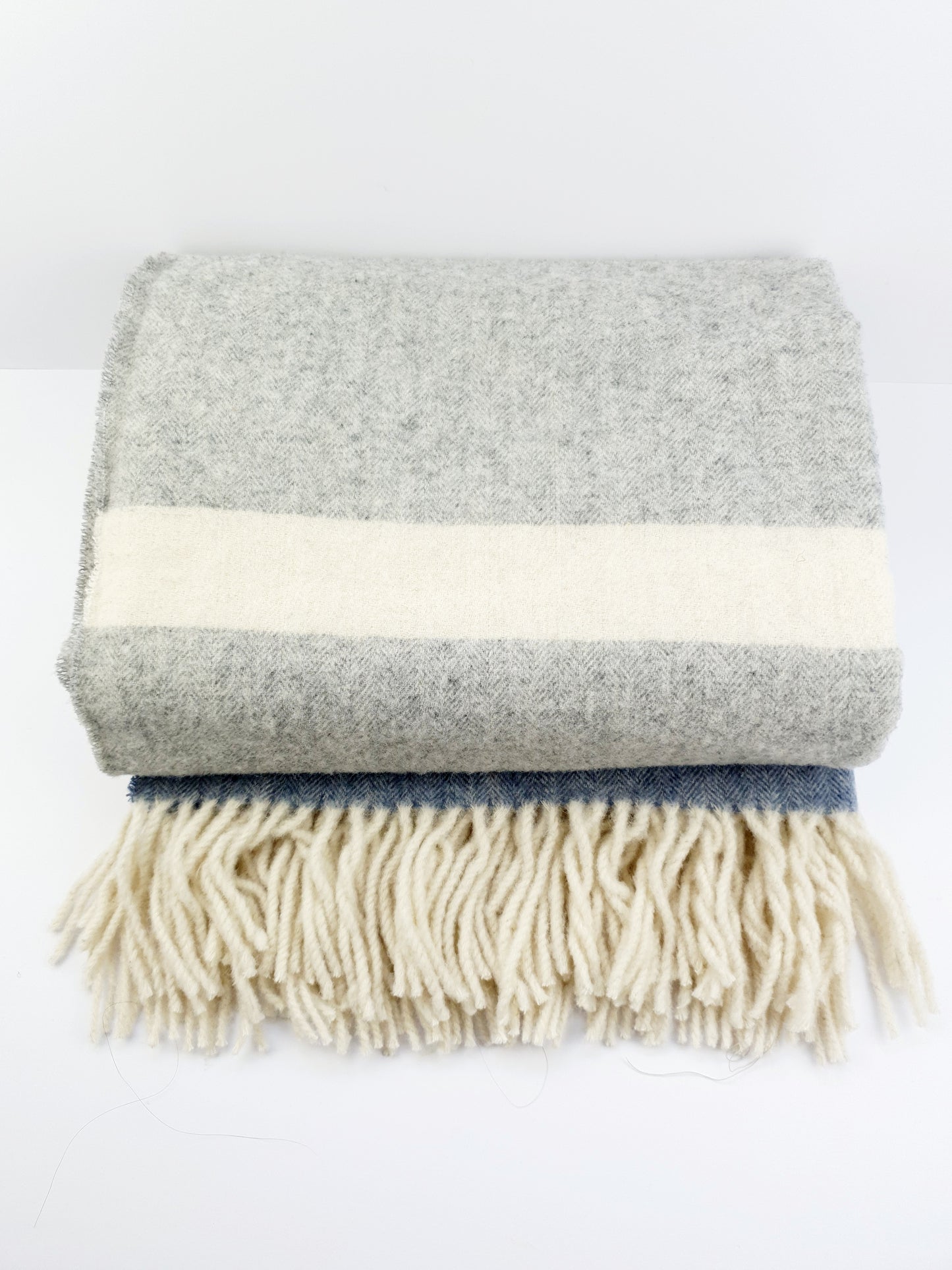 Blue/Grey Stripe Wool Throw