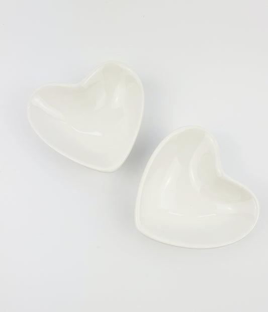 White Heart Trinket Dish Set of 2