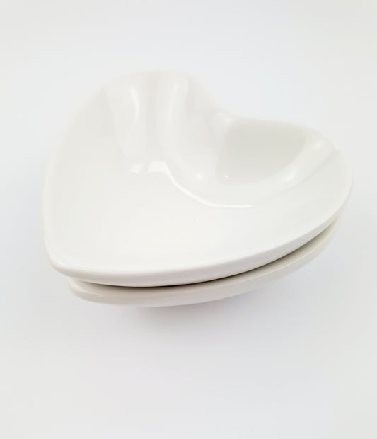 White Heart Trinket Dish Set of 2