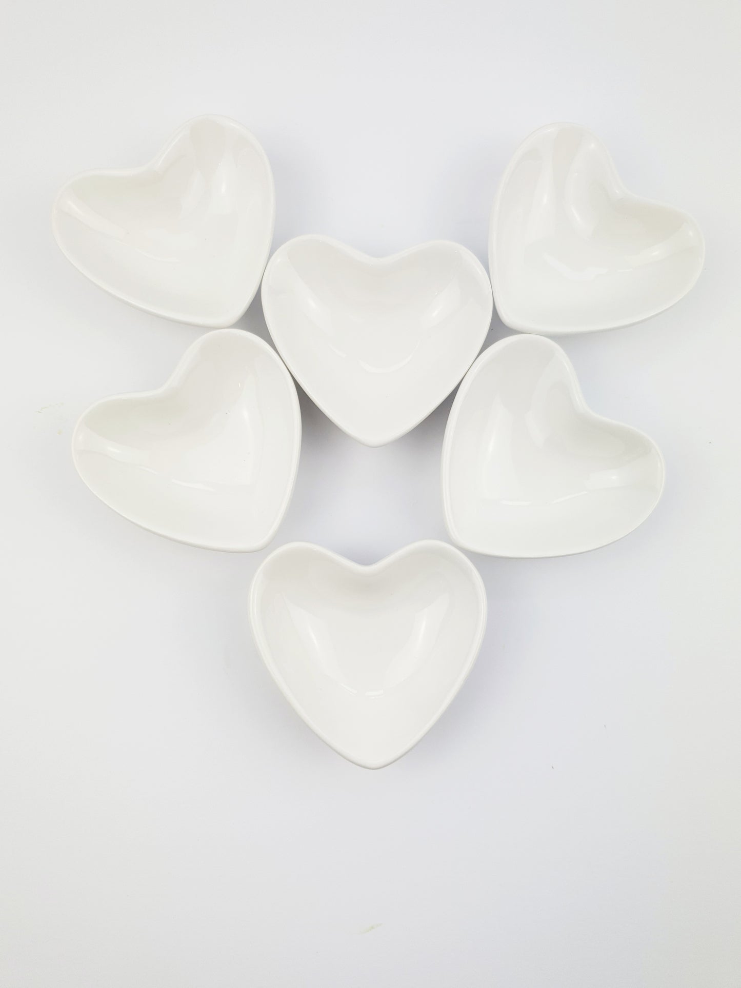 White Heart Trinket Dish Set of 2