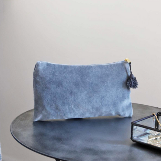 Grey Velvet Cosmetic Bag