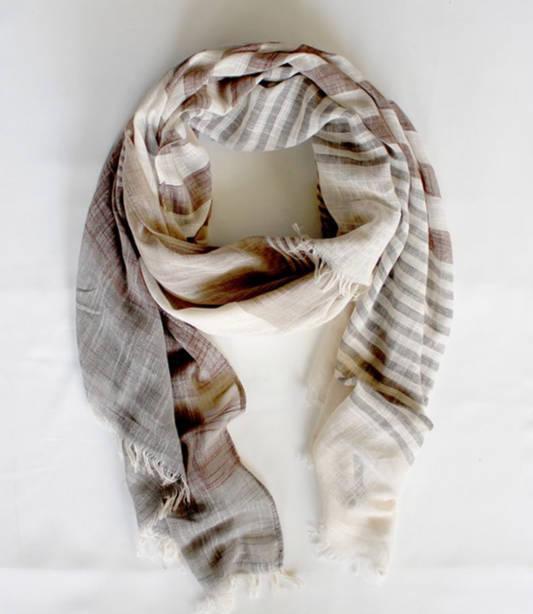 Grimaud Scarf Coffee Grey Stripe