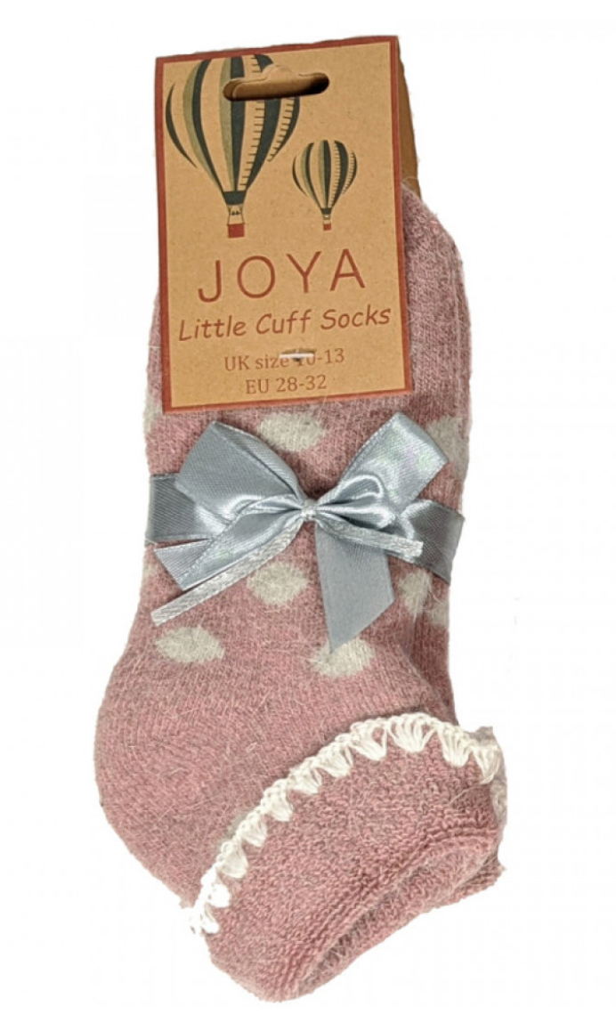 Childrens Cuff socks Pink/White dots