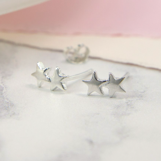 Sterling silver Double Star Earrings