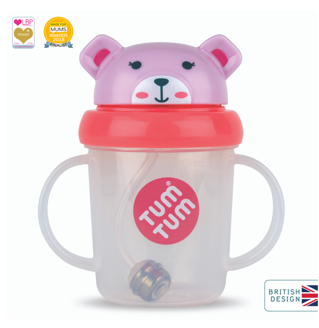 Tum Tum Tippy Up Cup with Weighted Straw (Valve Free), Betsy Bear, 200ml