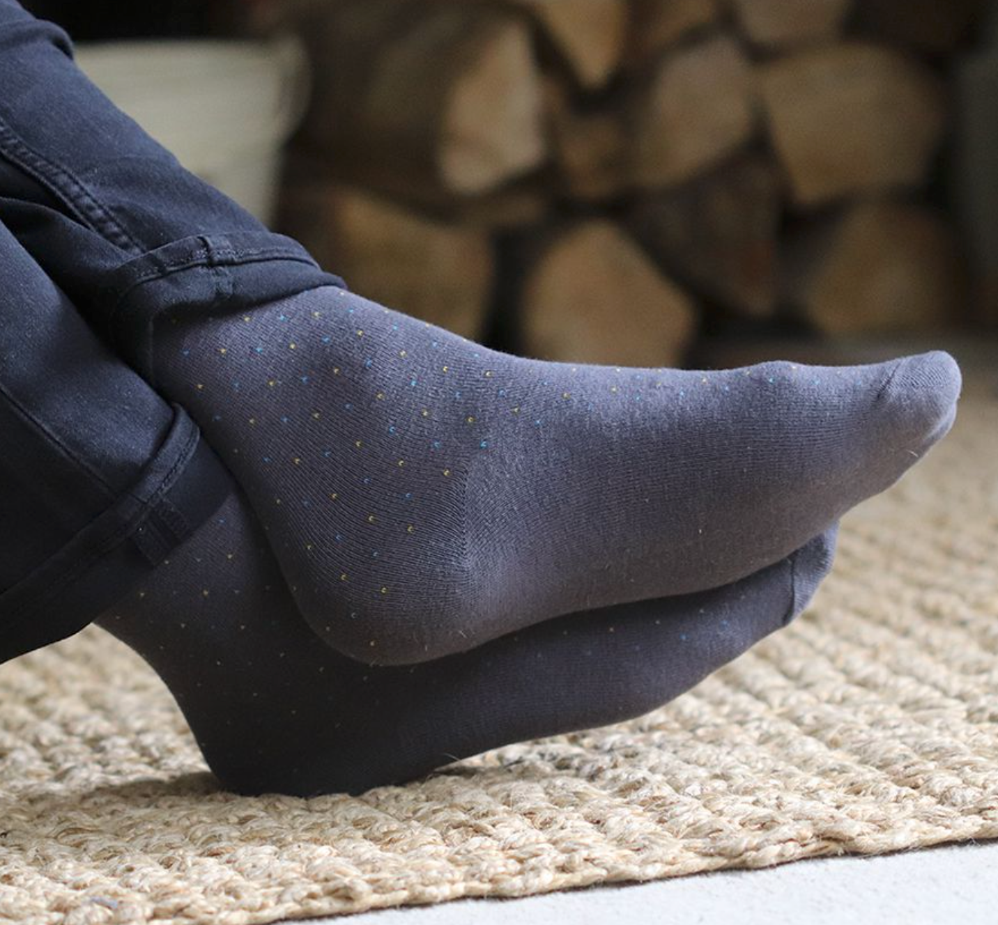 Grey Mix spot & Stripe Trio Bamboo Socks For Men