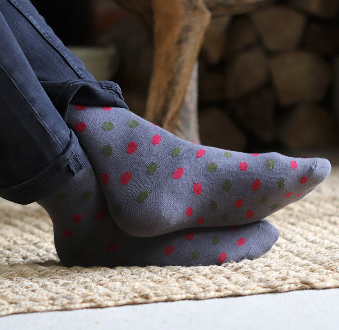Grey Mix spot & Stripe Trio Bamboo Socks For Men