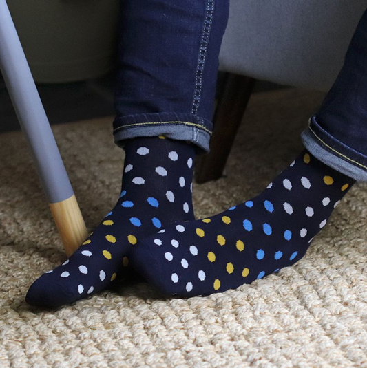 Navy and yellow mix Bamboo socks trio for men