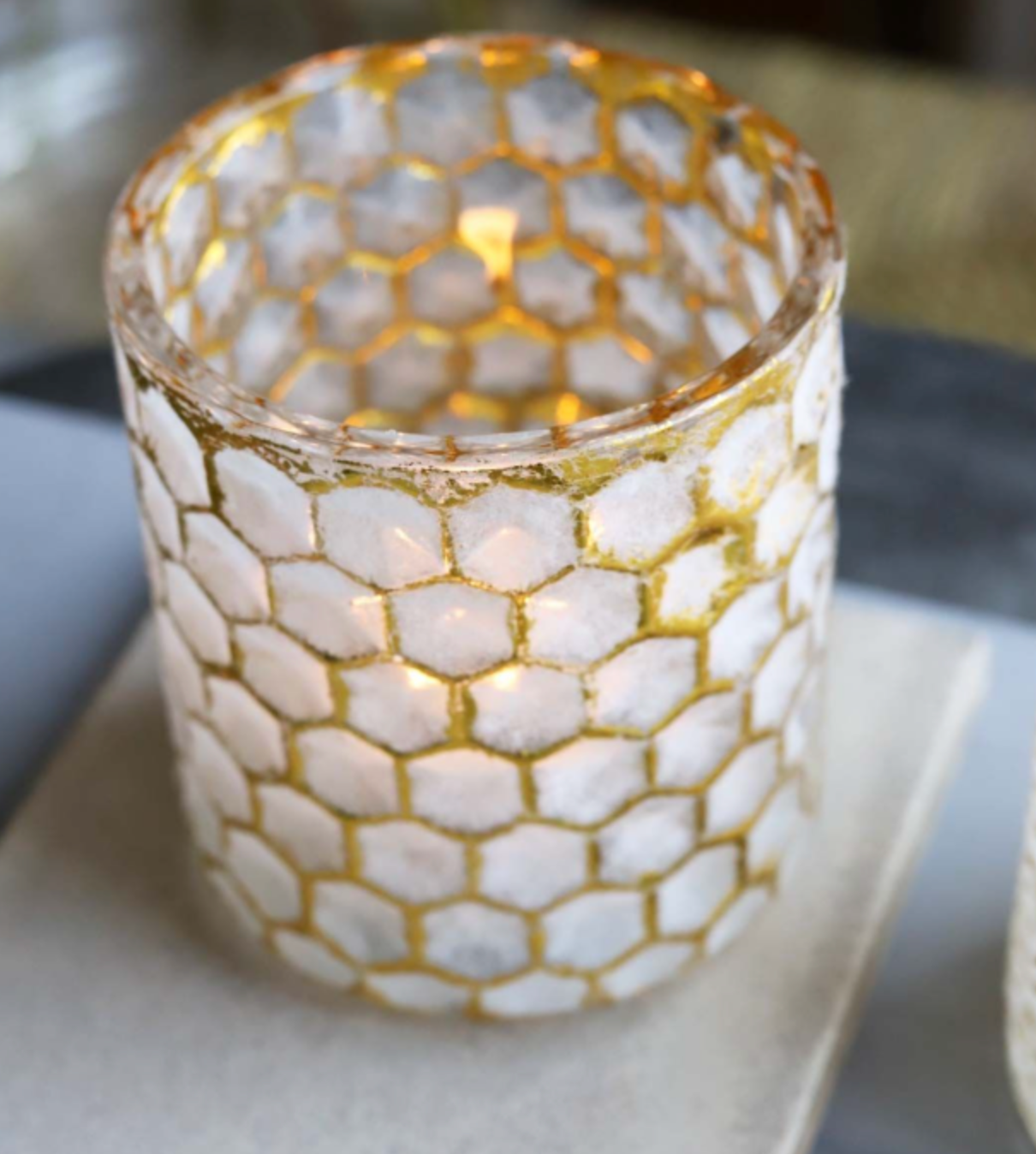 Honeycomb Glass candle Holder