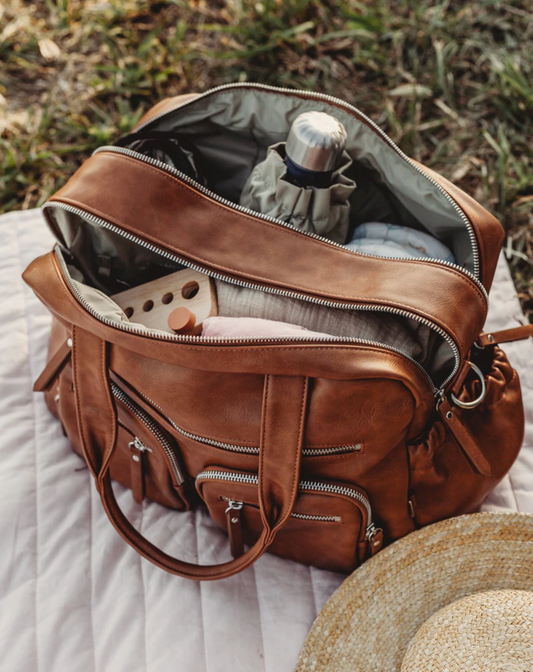 OiOi Faux Leather Carry All Baby Changing Bag - Tan