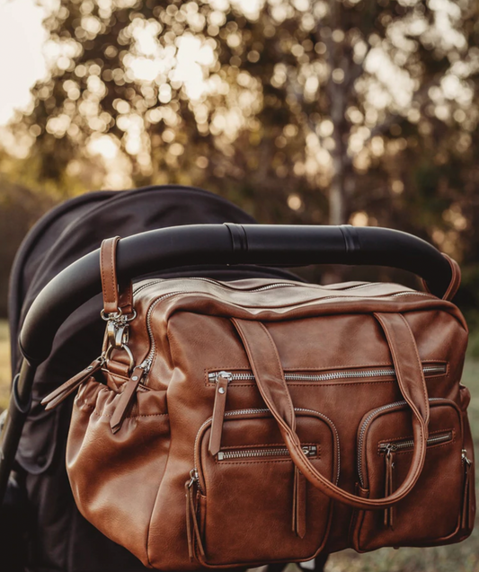 OiOi Faux Leather Carry All Baby Changing Bag - Tan