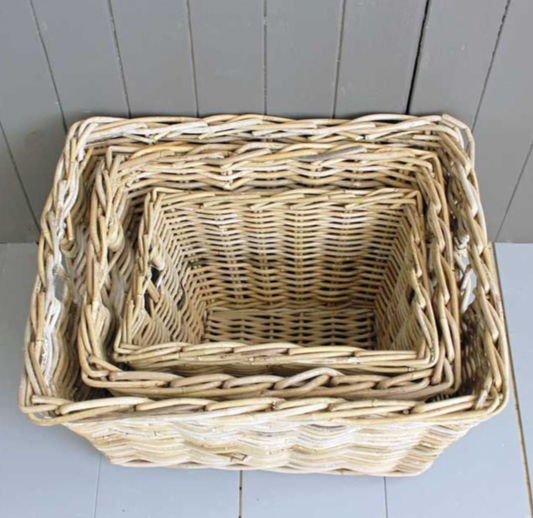 SET OF THREE RECTANGLE KUBU BASKETS