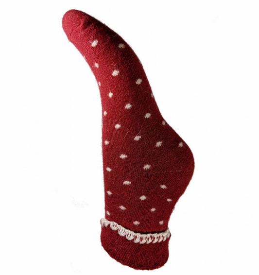 Joya Cuff Socks Red Socks With Cream Dots