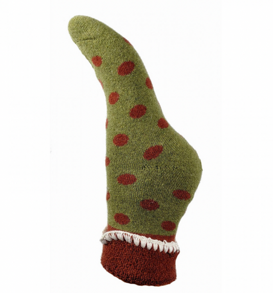 Joya Cuff socks Sage with Rust Spots