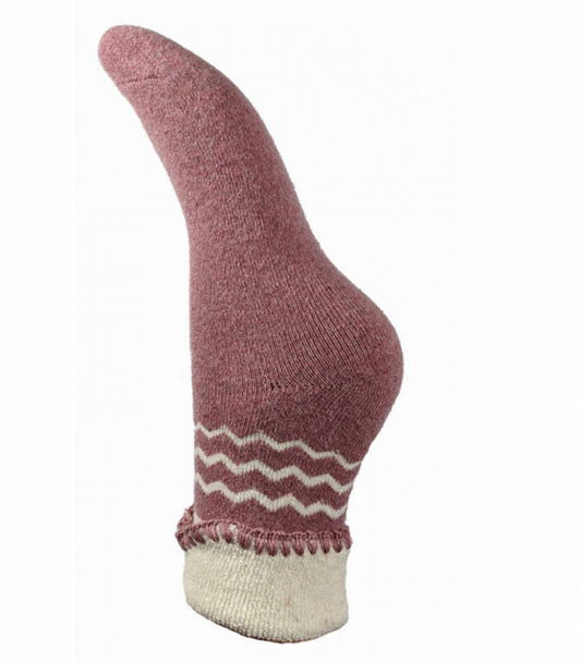 Joya cuff socks Pink With Grey Zig Zag Pattern