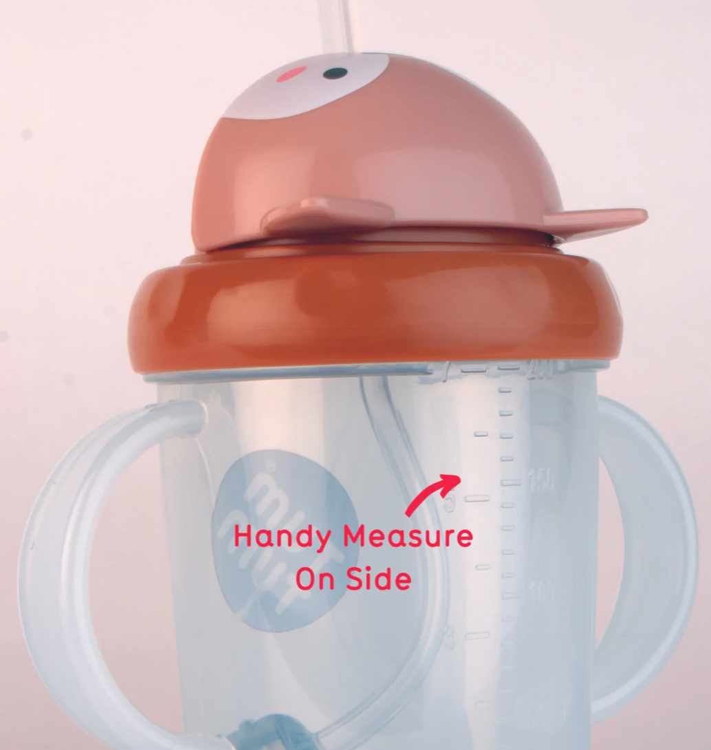 Tumtum Tippy Up Sippy Cup with Weighted Straw (Valve Free), Fergus Fox, 200ml