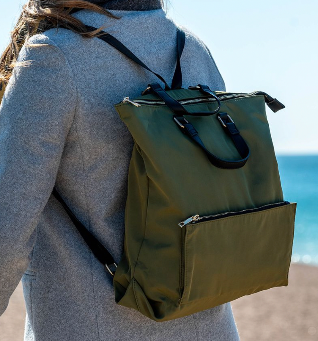 Nylon top backpack tote