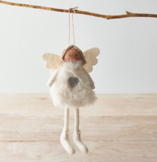 White fur angels Christmas decoration