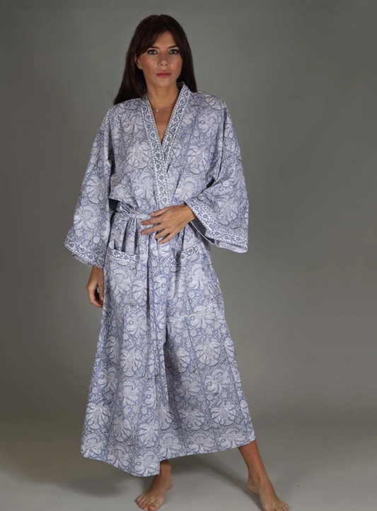 GREY/BLUE FLORAL GOWN