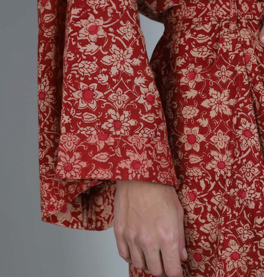 Red Flower Morning Kimono