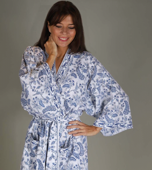 Indigo/Grey Floral Gown