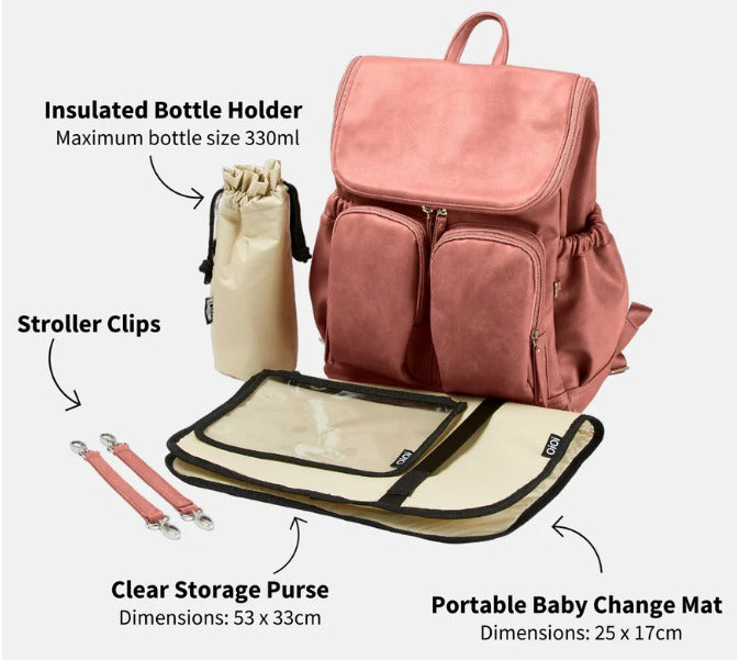 Signature Nappy Backpack - Dusty Rose Vegan Leather