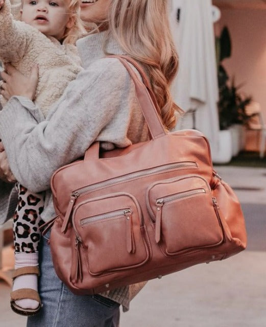 Faux Leather Carry All Nappy Bag - Dusty Rose
