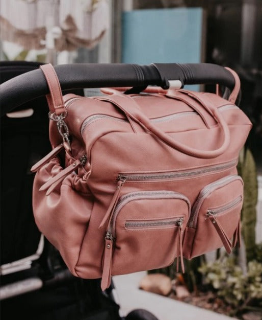 Faux Leather Carry All Nappy Bag - Dusty Rose