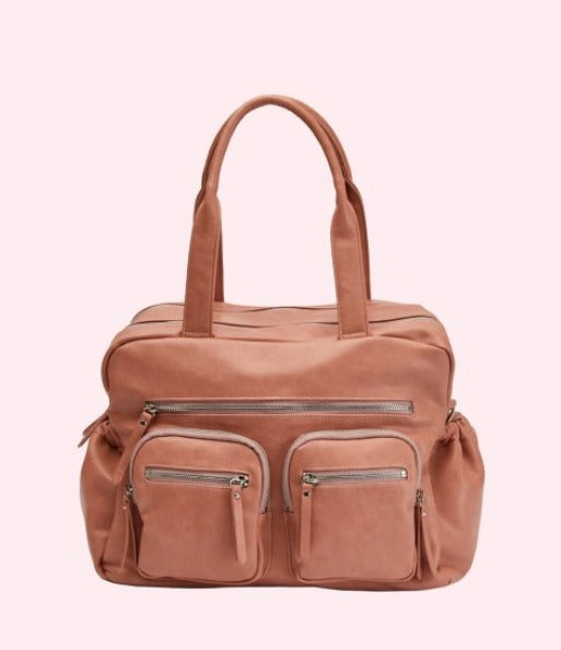 Faux Leather Carry All Nappy Bag - Dusty Rose