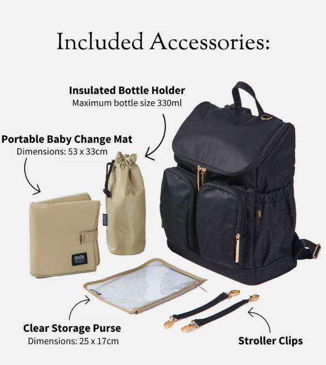 Nylon Changing Backpack-BLACK IN STOCK