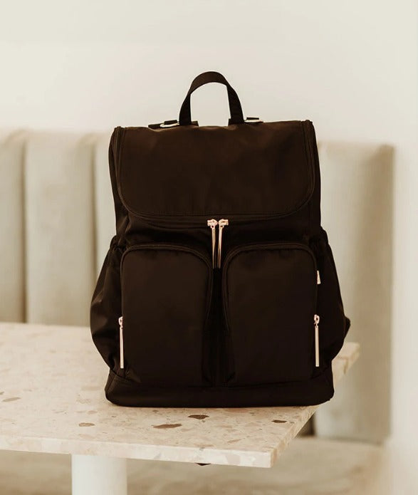 Nylon Changing Backpack-BLACK