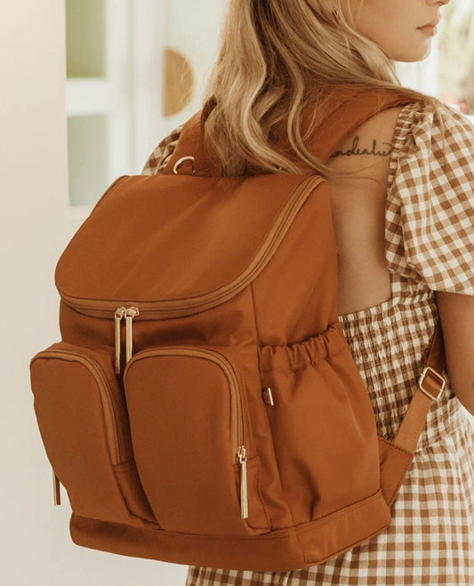 Nylon Changing Backpack-OCHRE