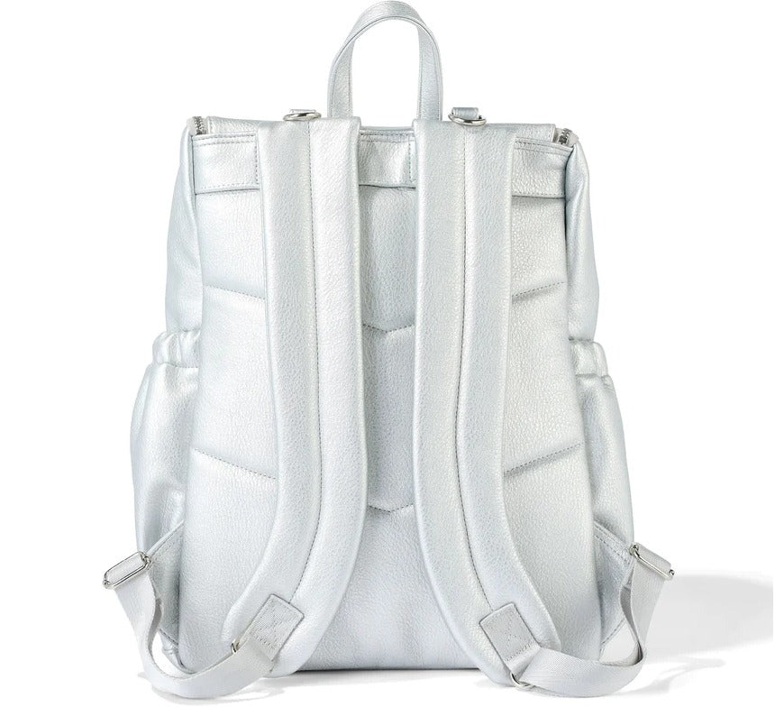 Dimple Faux Leather Nappy Backpack - Metallic